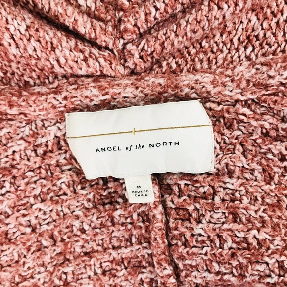 Angel Of The North Women's Medium Cardigan Sweater Pink Marled Knit Open Dolman - Picture 3 of 6